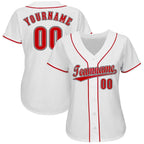 Custom White Red-Black Baseball Jersey photo 3