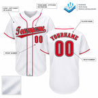 Custom White Baseball Jersey with Red and Black Lettering customization guide