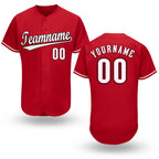Custom Red White-Black Baseball Jersey
