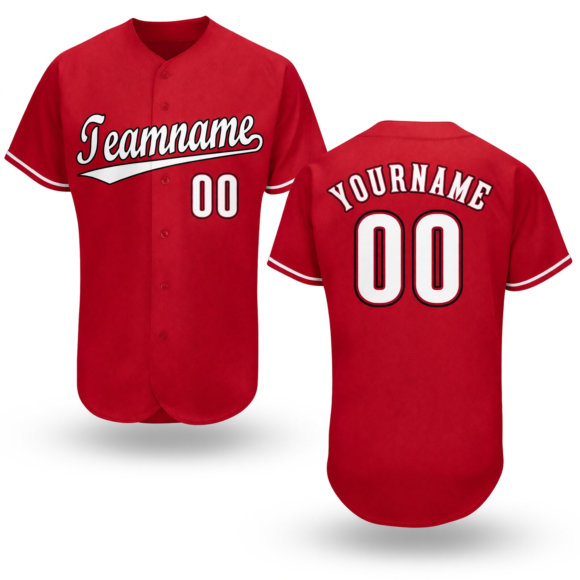 Custom Red White-Black Baseball Jersey