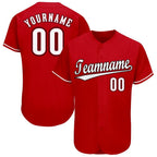 Custom Red White-Black Baseball Jersey photo 1