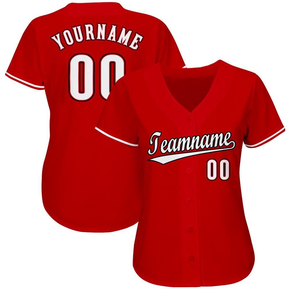Custom Red White-Black Baseball Jersey photo 3