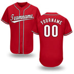 Custom Red White-Black Baseball Jersey