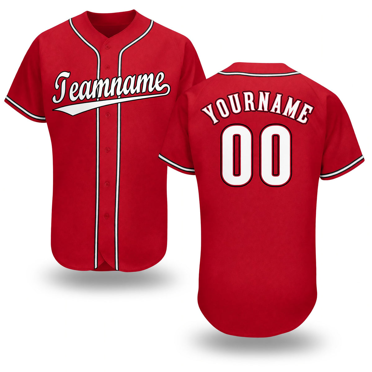 Custom Red White-Black Baseball Jersey