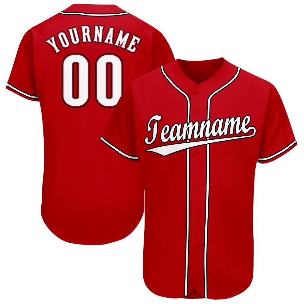 Custom Red White-Black Baseball Jersey photo 1
