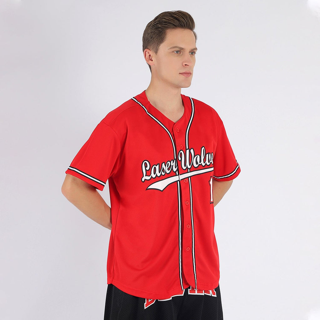 Custom Red White-Black Baseball Jersey photo 2