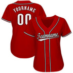 Custom Red White-Black Baseball Jersey photo 3