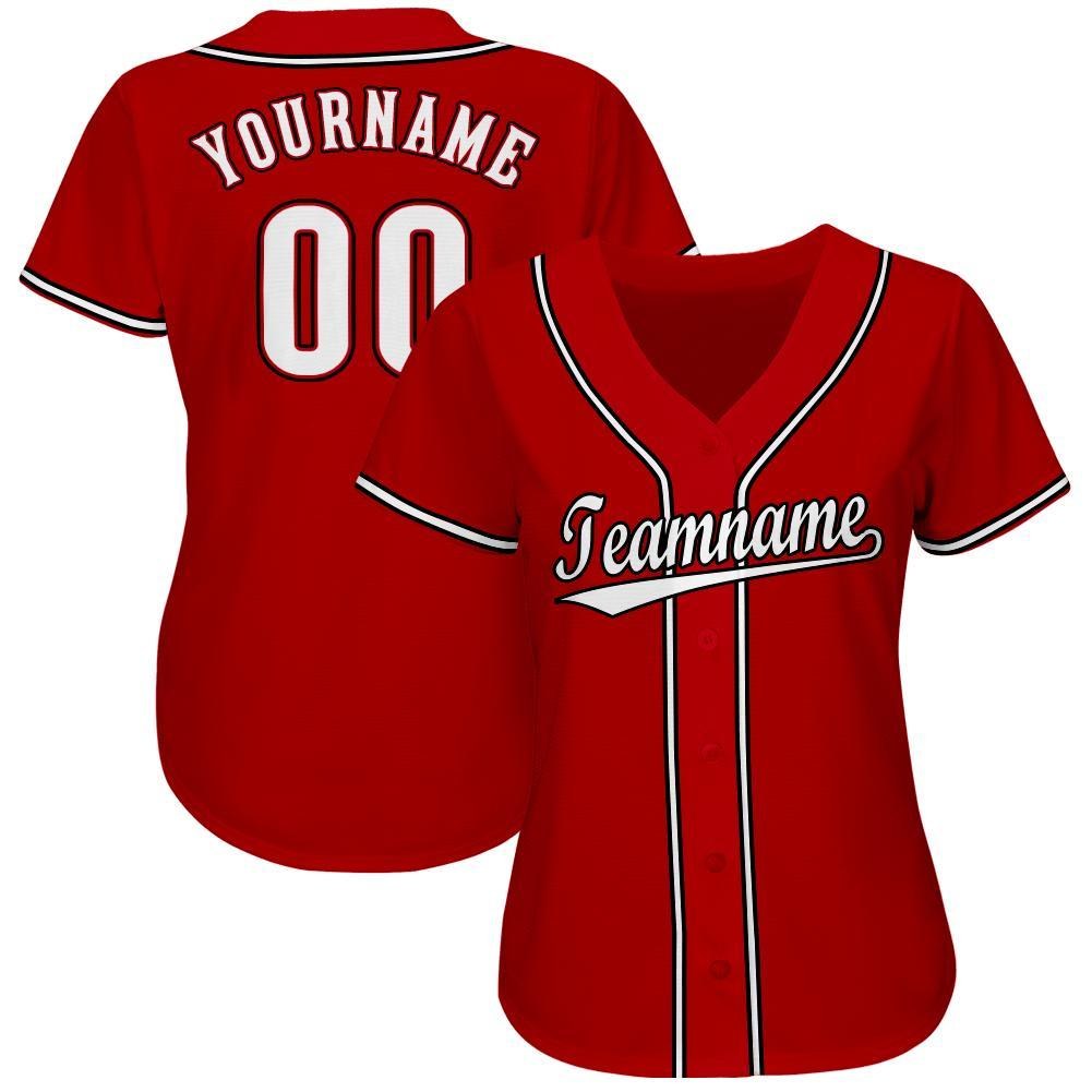 Custom Red White-Black Baseball Jersey photo 3
