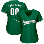 Custom Kelly Green White-Gray Baseball Jersey photo 2