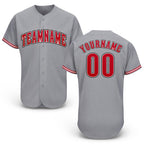 Custom Gray Red-White Baseball Jersey