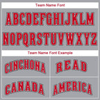 Custom Gray Red-White Baseball Jersey photo 2