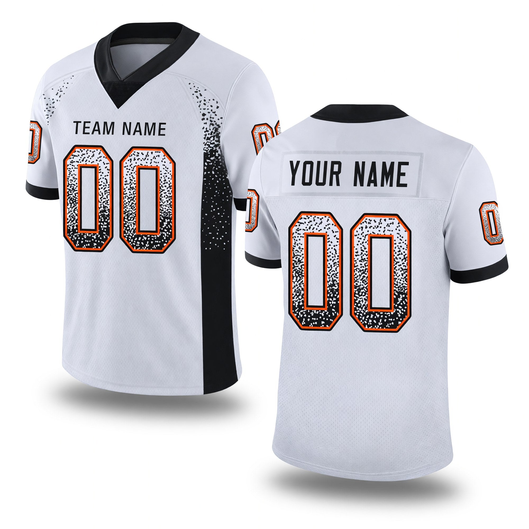 Custom White Black-Orange Drift Fashion Football Jersey