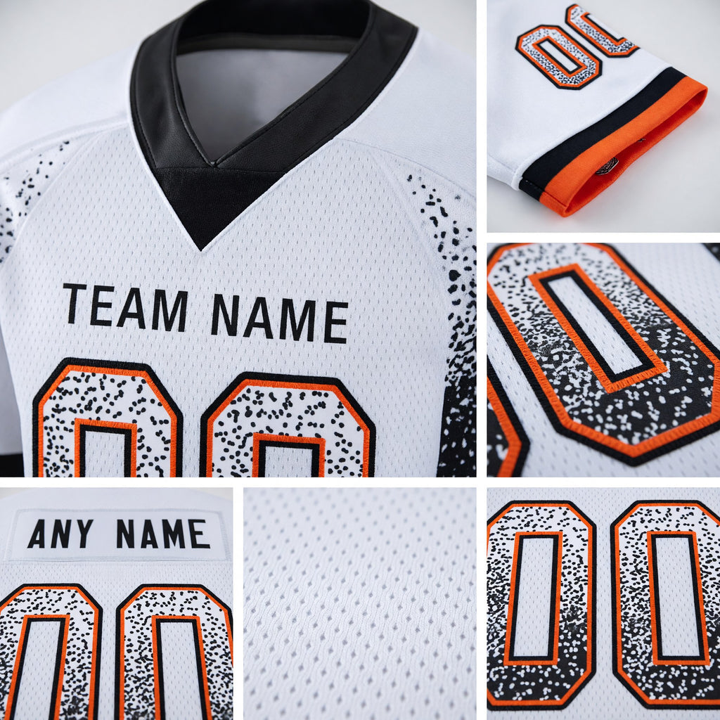 Custom White Black-Orange Drift Fashion Football Jersey detail
