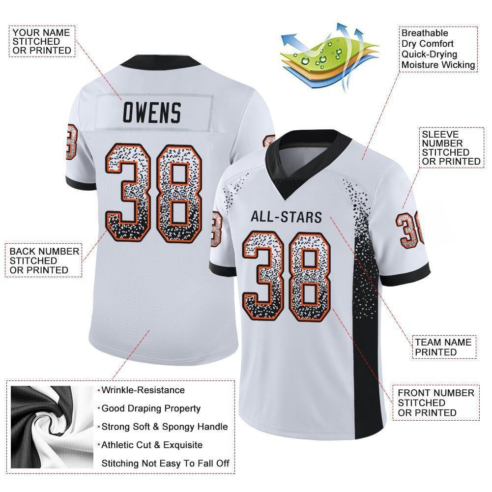 Custom White Black-Orange Drift Fashion Football Jersey photo 2