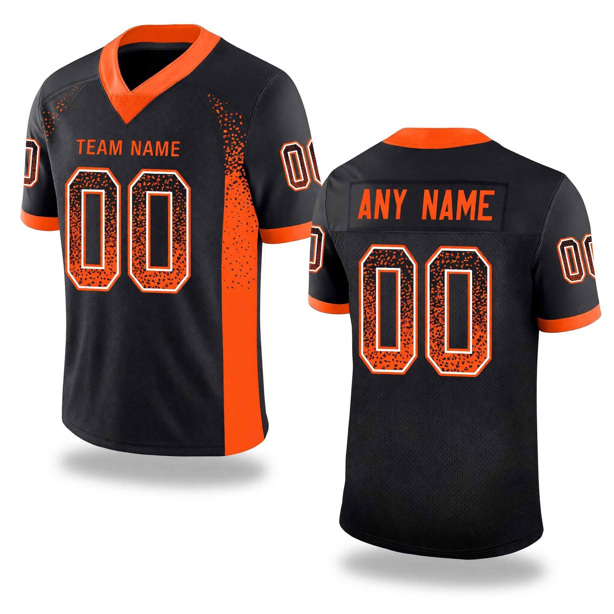 Custom Black Orange-White Drift Fashion Football Jersey