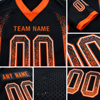 Custom Black Orange-White Drift Fashion Football Jersey detail