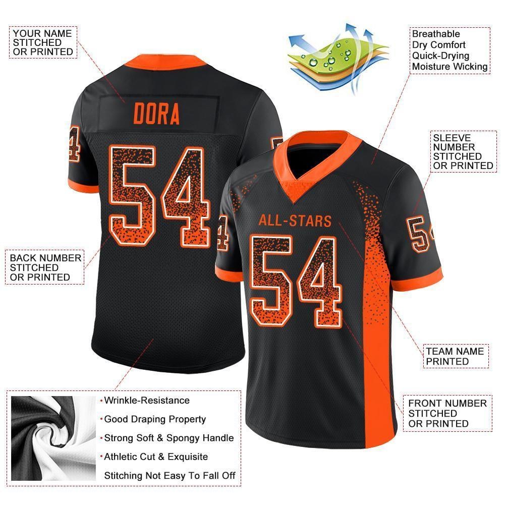 Custom Black Orange-White Drift Fashion Football Jersey photo 3