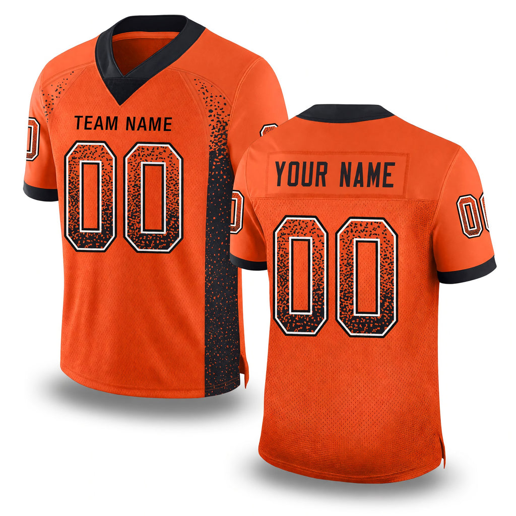 Custom Orange Black-White Drift Fashion Football Jersey
