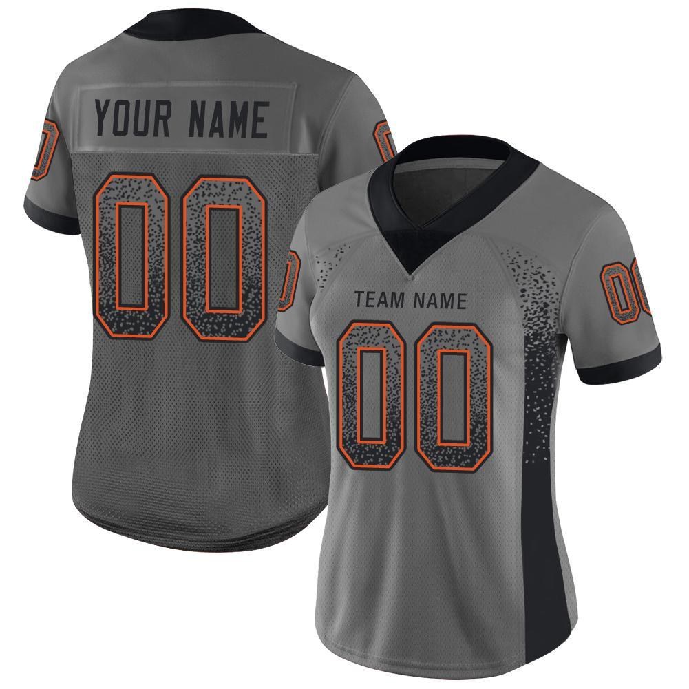 Custom Gray Black-Orange Drift Fashion Football Jersey photo 2