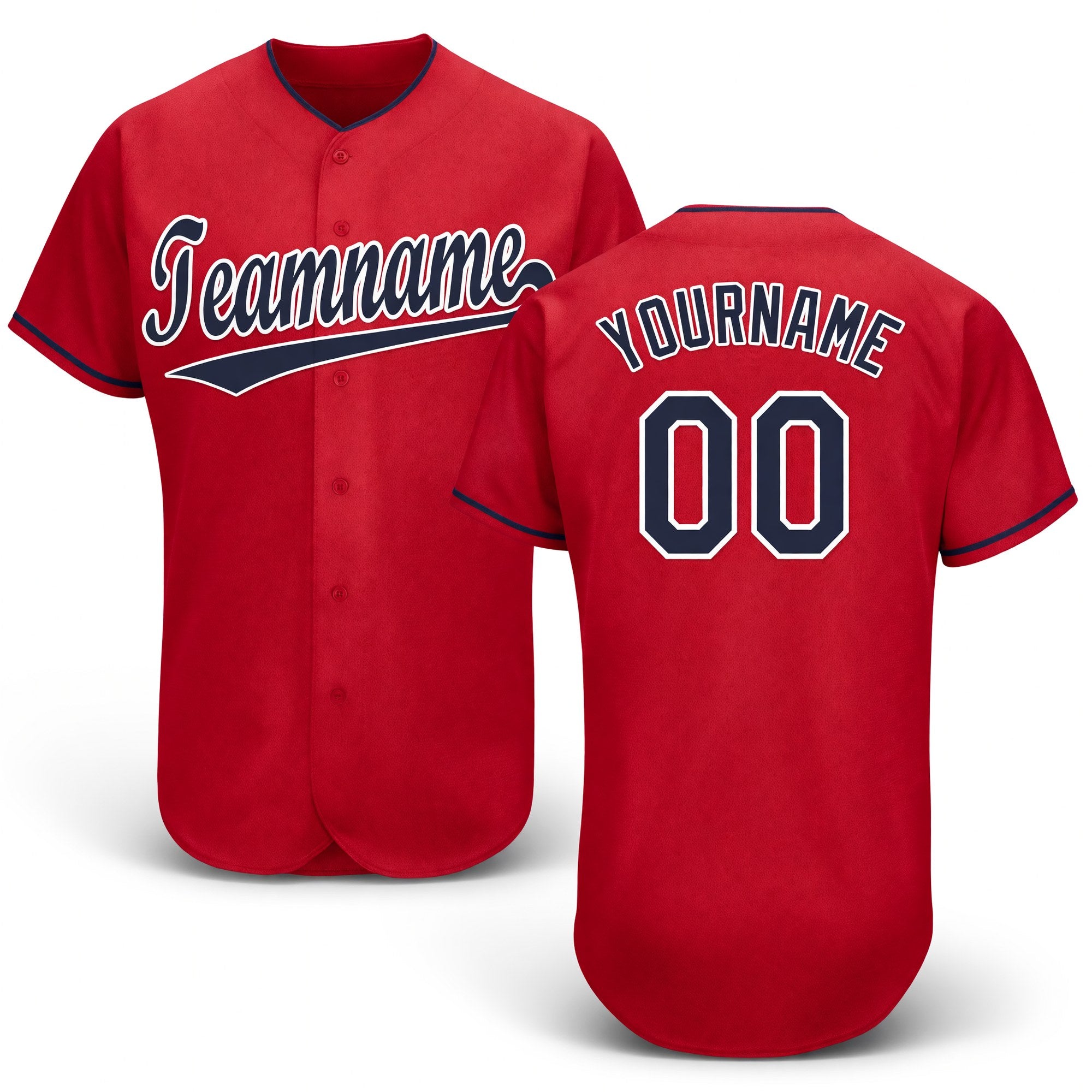 Custom Red Navy-White Baseball Jersey