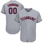 Custom Gray Navy-Red Baseball Jersey photo 1