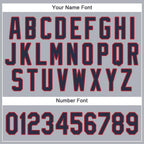 Custom Gray Navy-Red Baseball Jersey photo 3