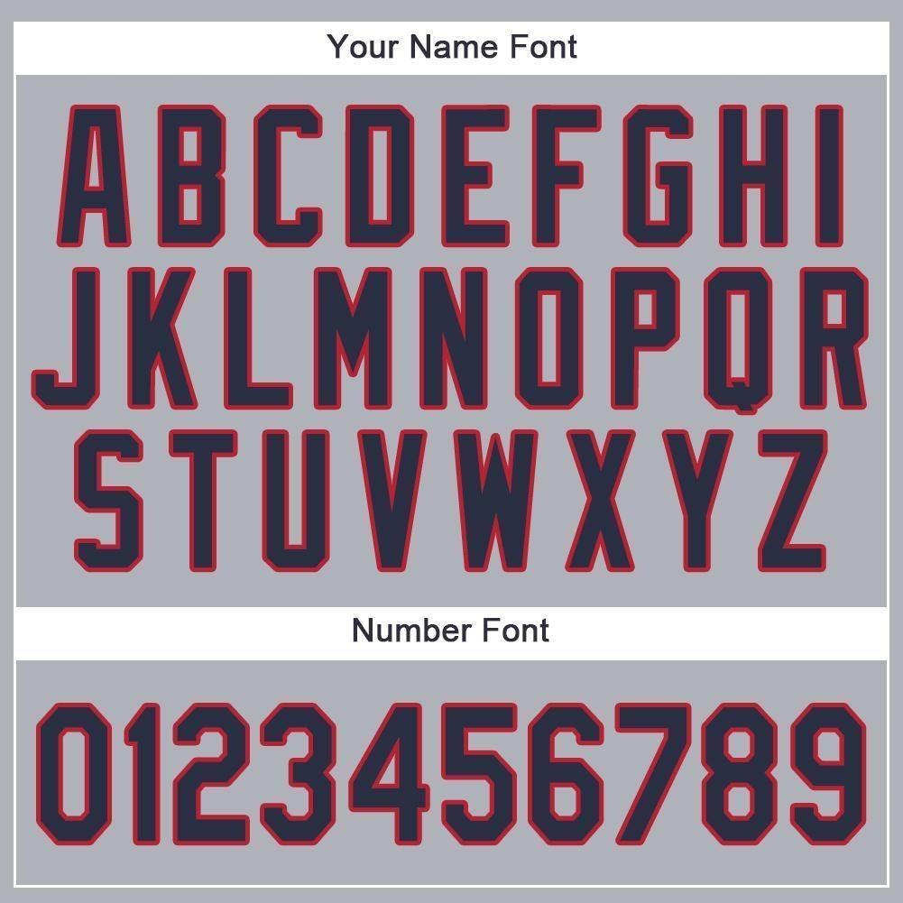 Custom Gray Navy-Red Baseball Jersey photo 3