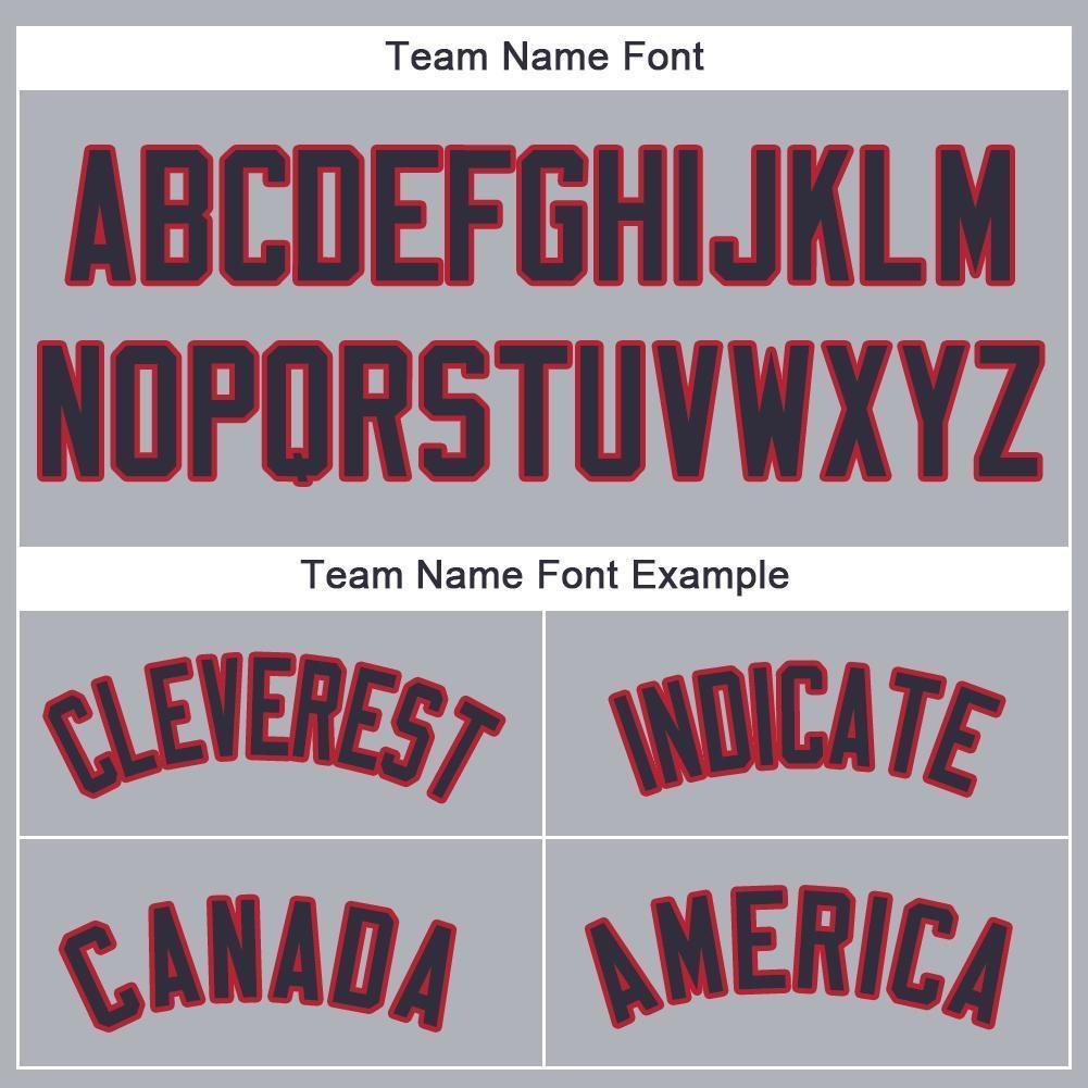 Custom Gray Navy-Red Baseball Jersey photo 4