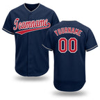 Custom Navy Red-White Baseball Jersey