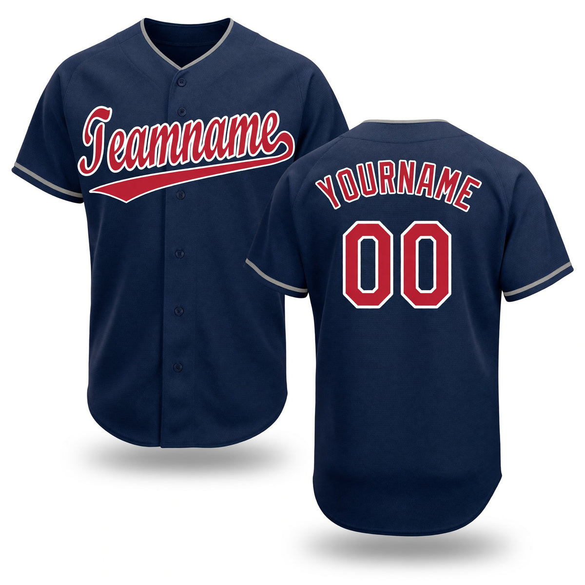 Custom Navy Red-White Baseball Jersey