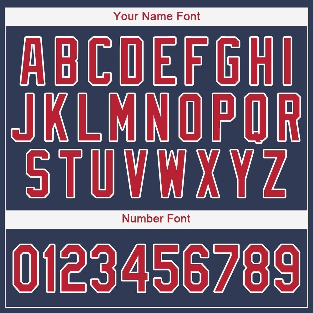 Custom Navy Red-White Baseball Jersey photo 4