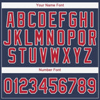 Custom Navy Red-White Baseball Jersey photo 4
