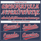 Custom Navy Red-White Baseball Jersey photo 5