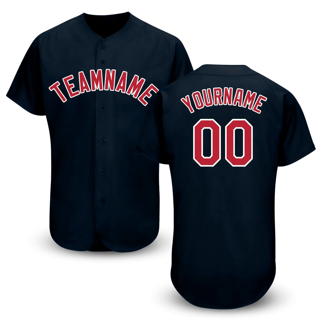 Custom Navy Red-White Baseball Jersey