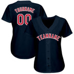 Custom Navy Red-White Baseball Jersey photo 2