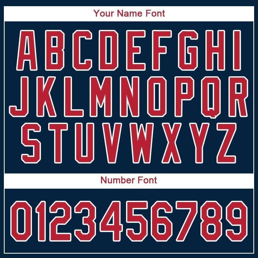 Custom Navy Red-White Baseball Jersey photo 3