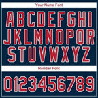 Custom Navy Red-White Baseball Jersey photo 3