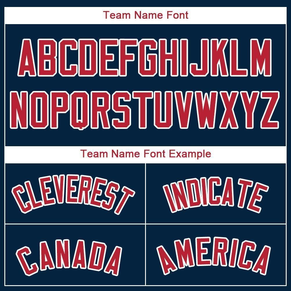 Custom Navy Red-White Baseball Jersey photo 4