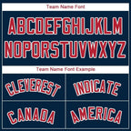Custom Navy Red-White Baseball Jersey photo 4