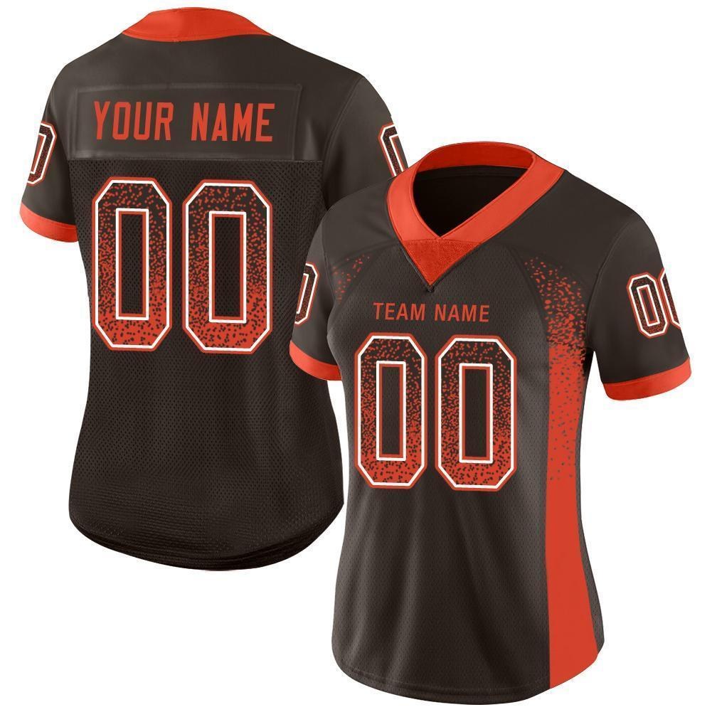 Custom Brown Orange-White Drift Fashion Football Jersey photo 2