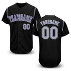 Custom Black Gray-Purple Baseball Jersey