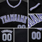 Custom Black Gray-Purple Baseball Jersey detail