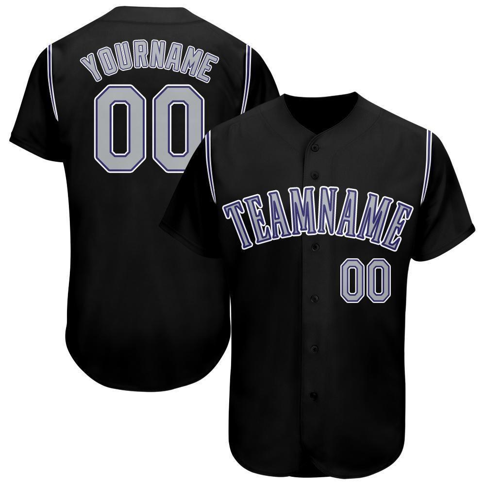 Custom Black Gray-Purple Baseball Jersey photo 1