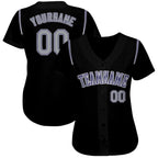 Custom Black Gray-Purple Baseball Jersey photo 2