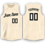 Custom Cream Black Round Neck Basketball Jersey photo 1