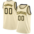 Custom Cream Navy-Gold Round Neck Rib-Knit Basketball Jersey