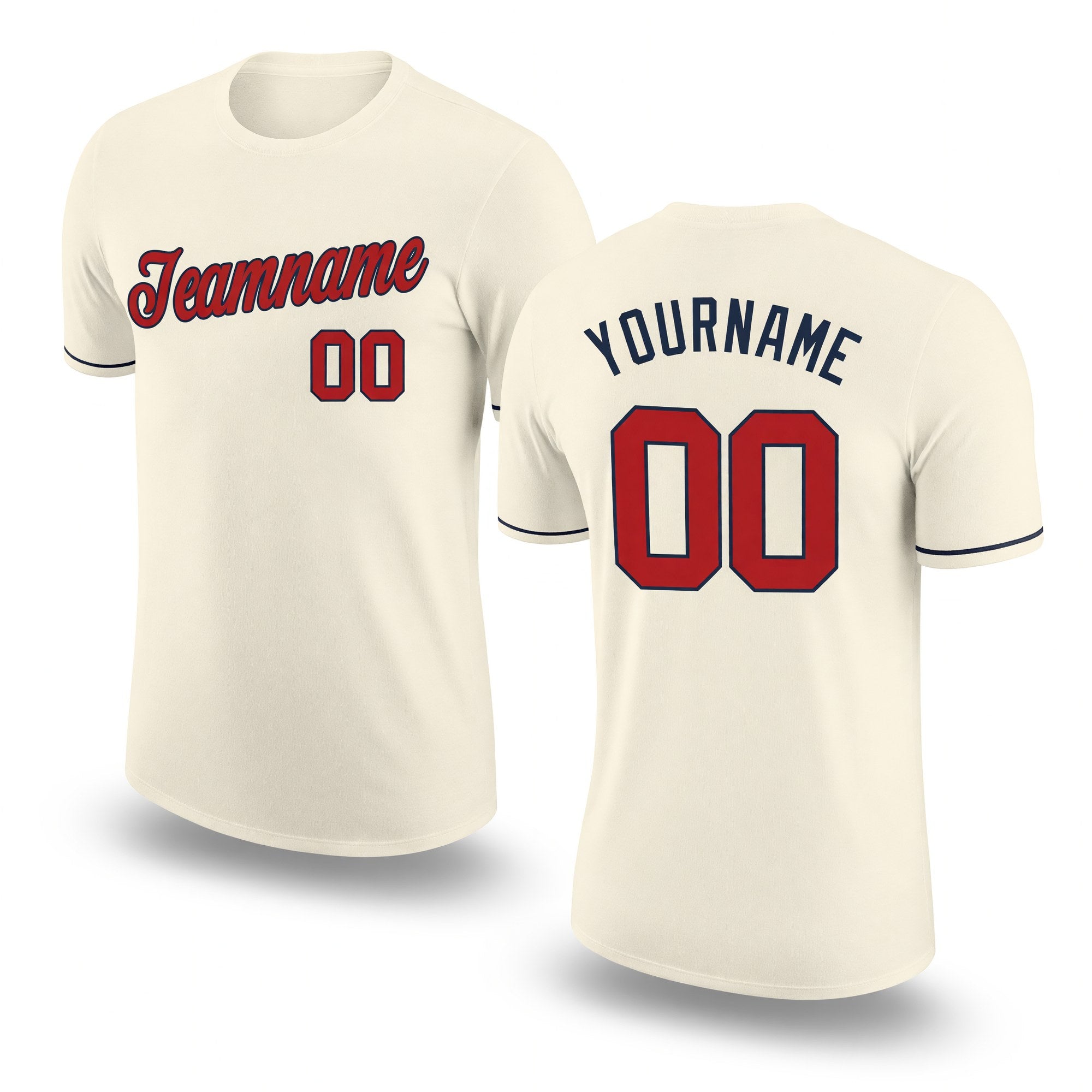Custom Cream Red-Navy Performance T-Shirt