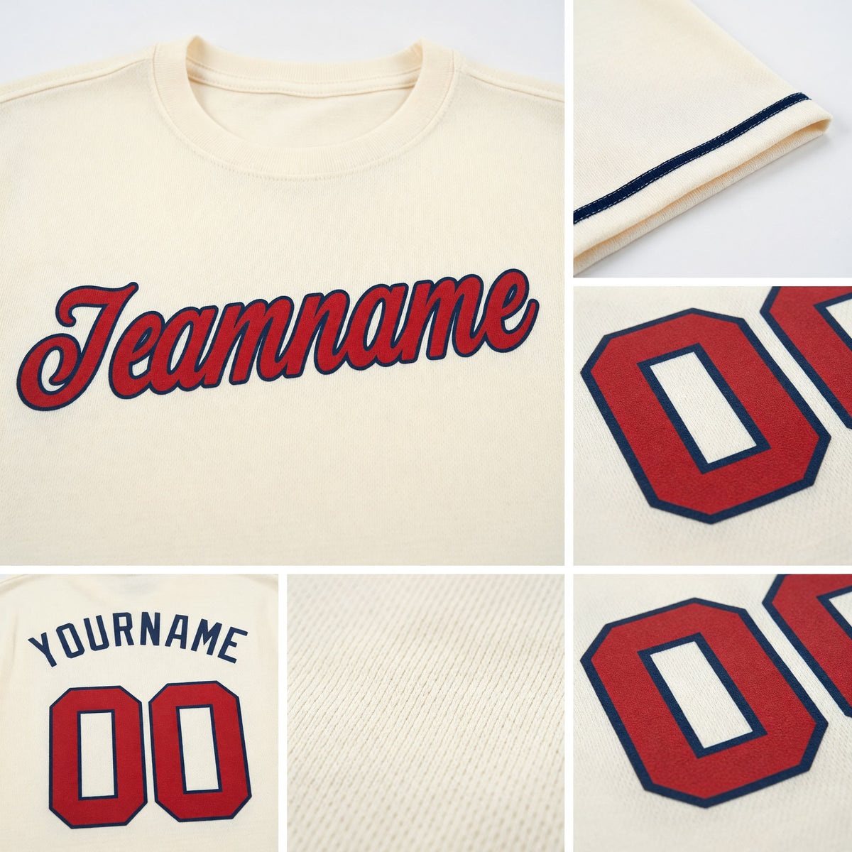 Custom Cream Red-Navy Performance T-Shirt detail