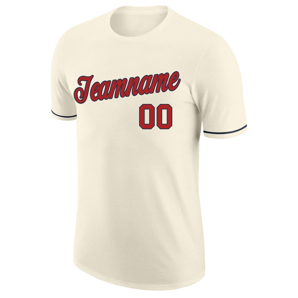 Custom Cream Red-Navy Performance T-Shirt photo 4