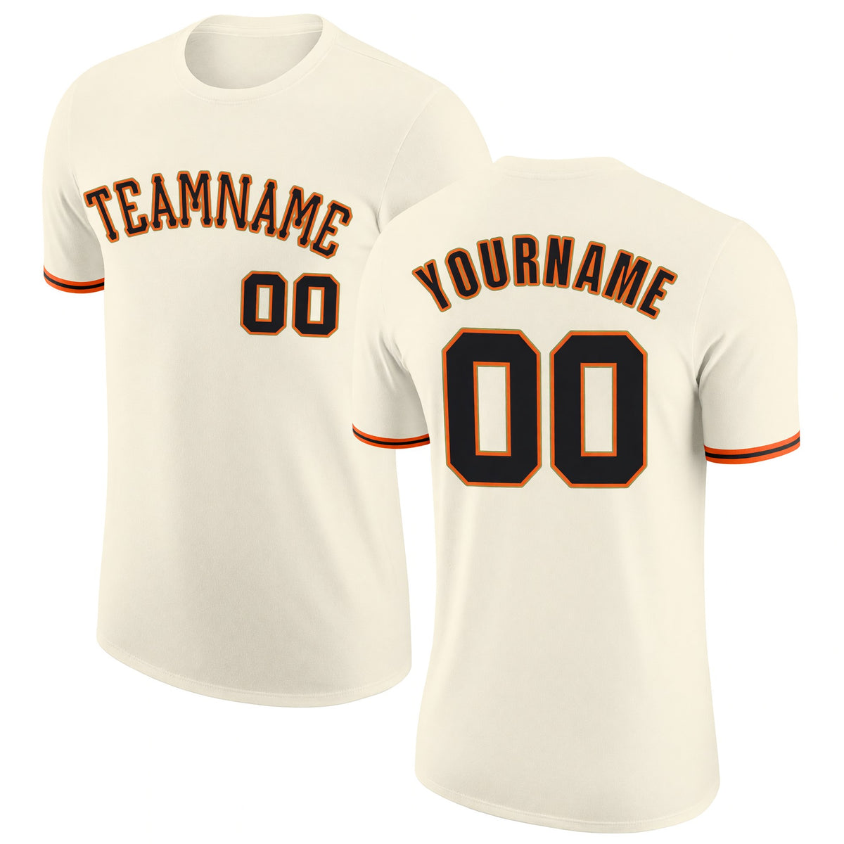 Custom Cream Black-Orange Performance T-Shirt